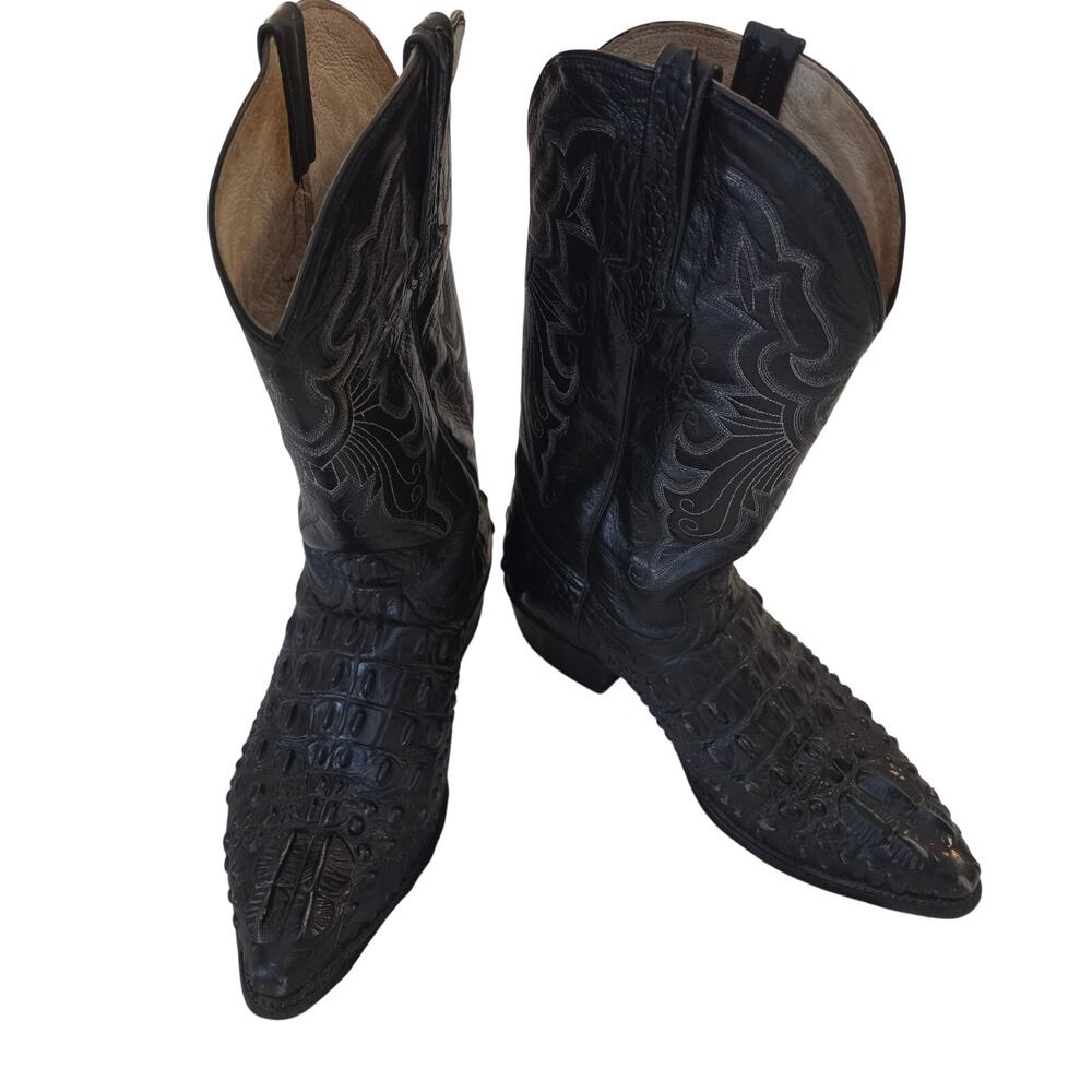 Rodeo Max Black Caiman Croc Print Leather Cowboy Boots Mens 11 Mexico 30 Western